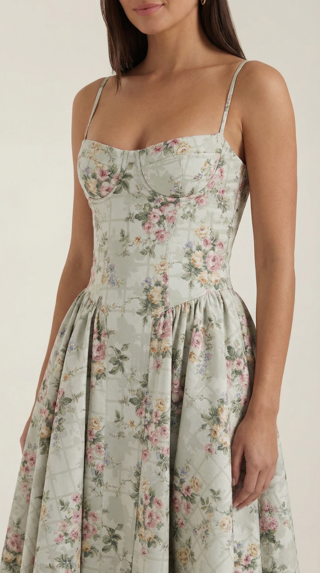 Patrice - Corset Midi Floral Dress