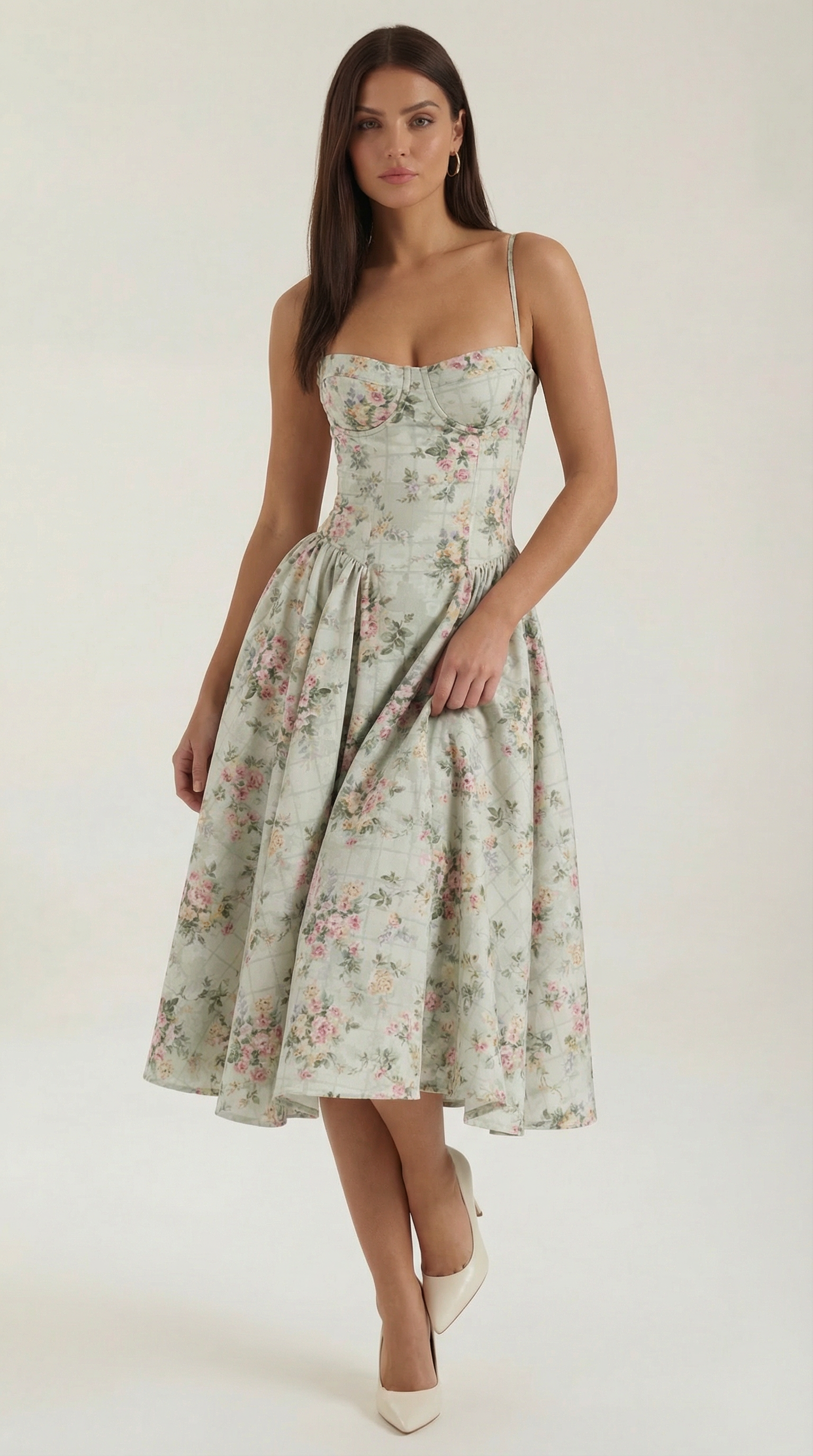 Patrice - Corset Midi Floral Dress