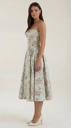 Patrice - Corset Midi Floral Dress