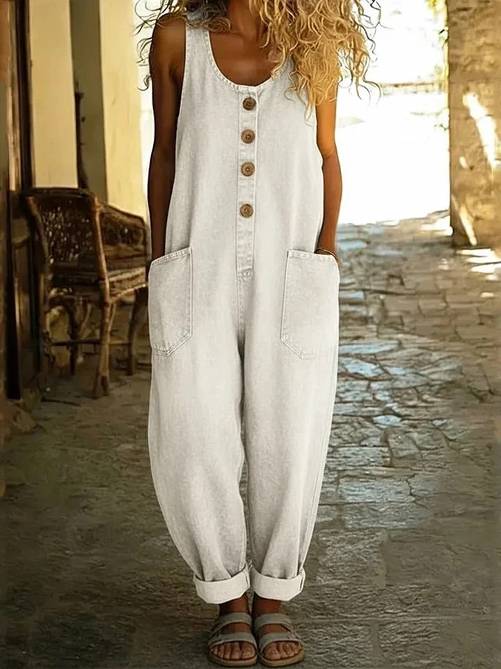 Lenna - Vintage Cotton Denim Jumpsuit