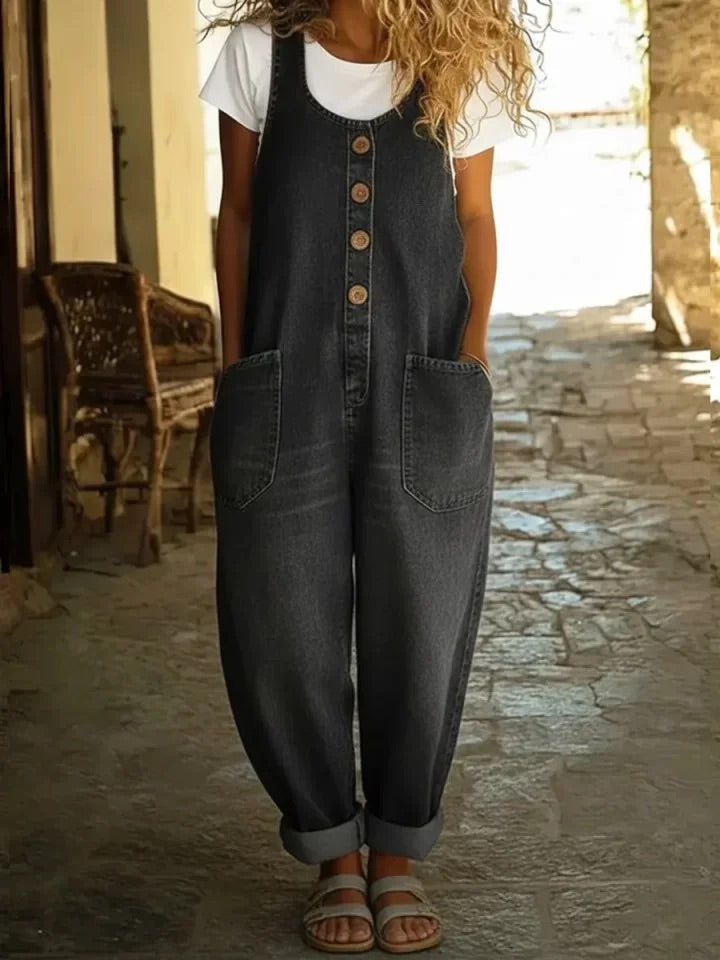 Lenna - Vintage Cotton Denim Jumpsuit