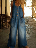 Lenna - Vintage Cotton Denim Jumpsuit