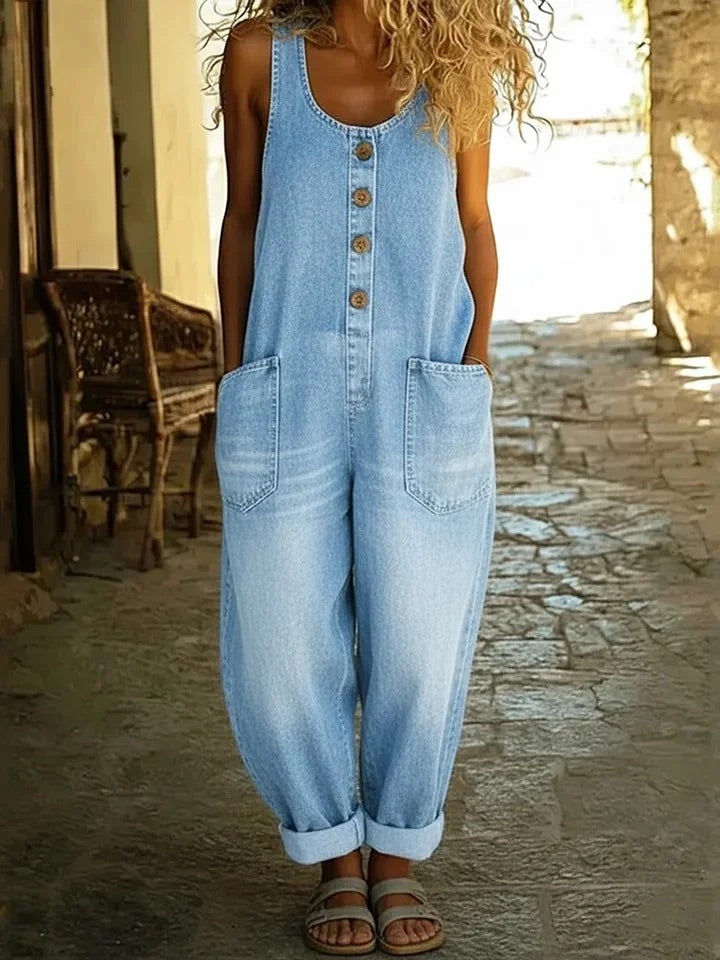 Lenna - Vintage Cotton Denim Jumpsuit