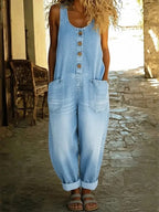 Lenna - Vintage Cotton Denim Jumpsuit