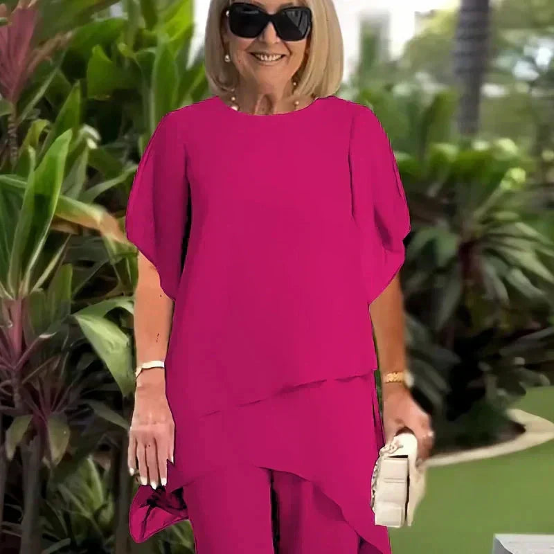 Daphne - Draped Top with Palazzo Pants