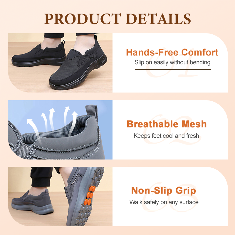 Ethan - Cushioned Comfort Breathable Slip-On Sneakers