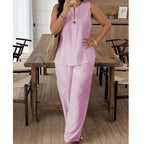Judy - Elegant Sleeveless Wide-Leg Pants Set