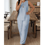 Judy - Elegant Sleeveless Wide-Leg Pants Set