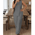 Judy - Elegant Sleeveless Wide-Leg Pants Set