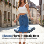 Sia - High Waist Denim Midi Skirt