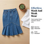 Sia - High Waist Denim Midi Skirt