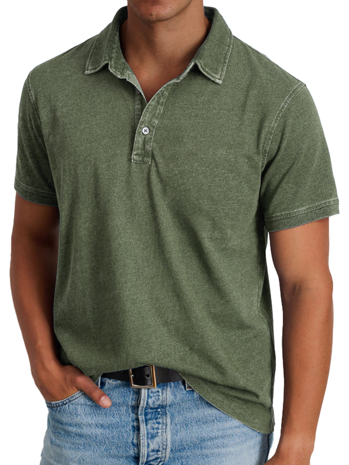 Stanley Men's Washed Polo Shirt in Army Green
