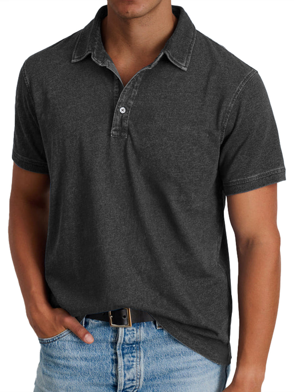 Stanley Men's Washed Polo Shirt in Black