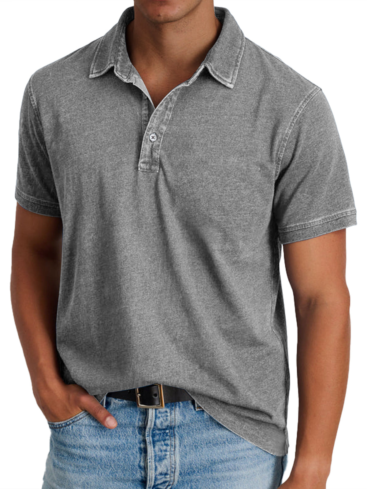 Stanley Men's Washed Polo Shirt in Grey