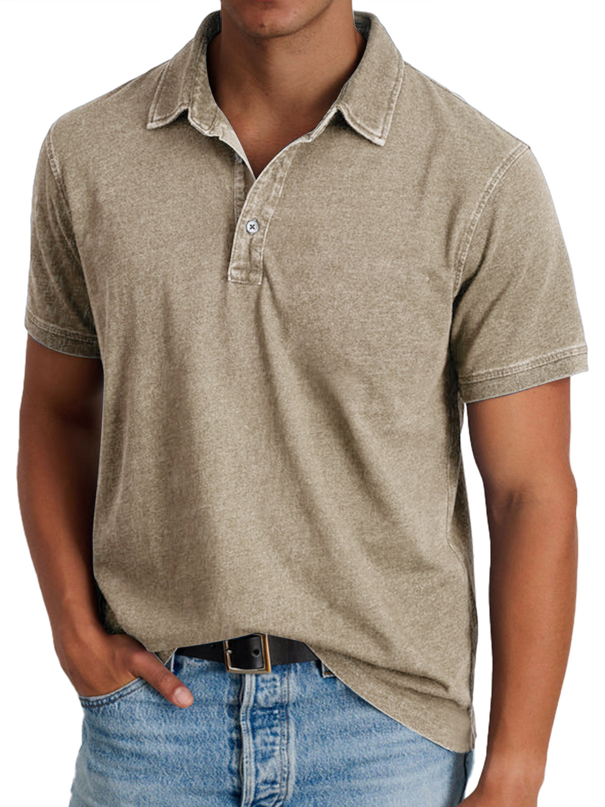 Stanley Men's Washed Polo Shirt in Khaki