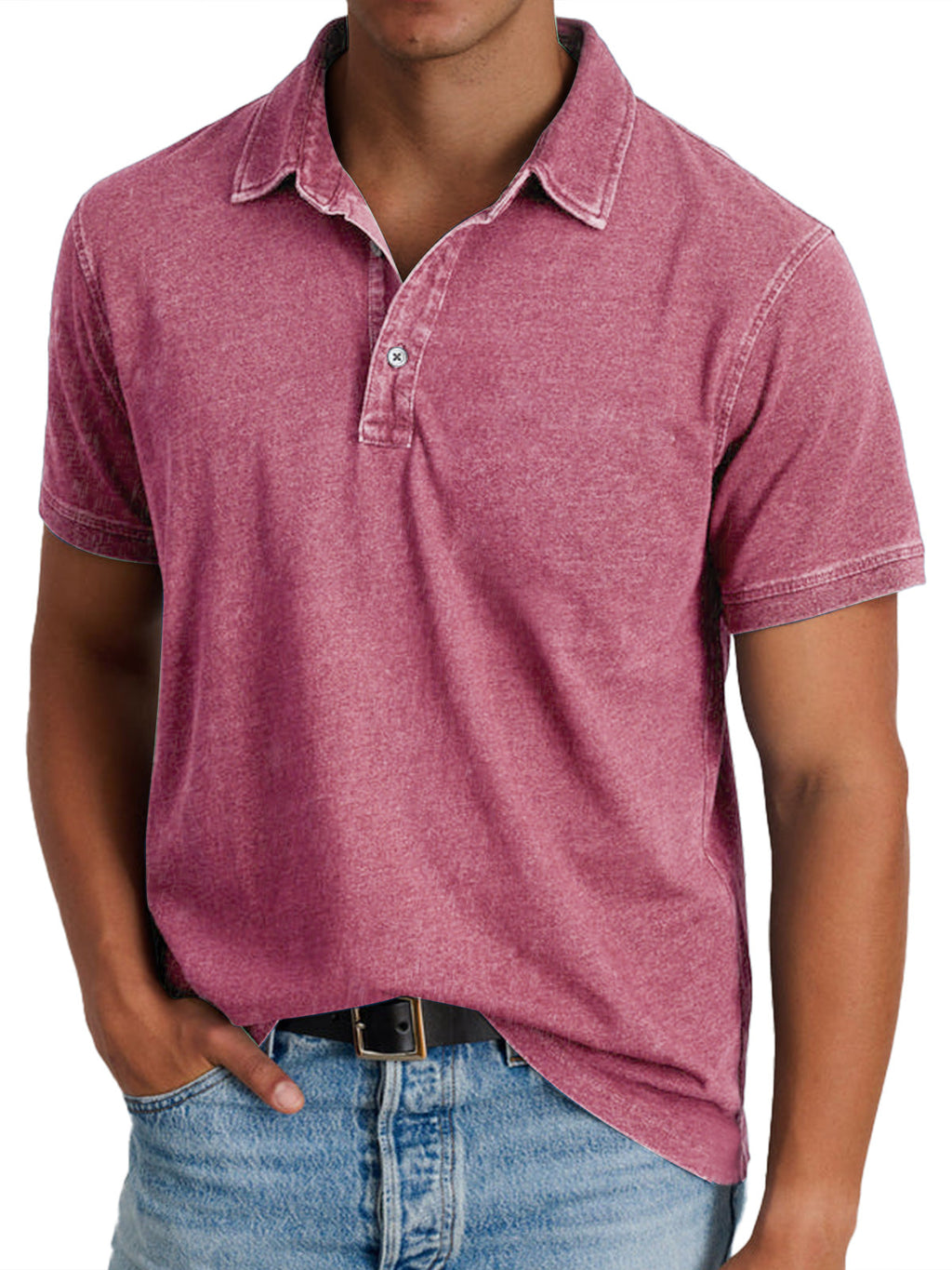 Stanley Men's Washed Polo Shirt in Pink