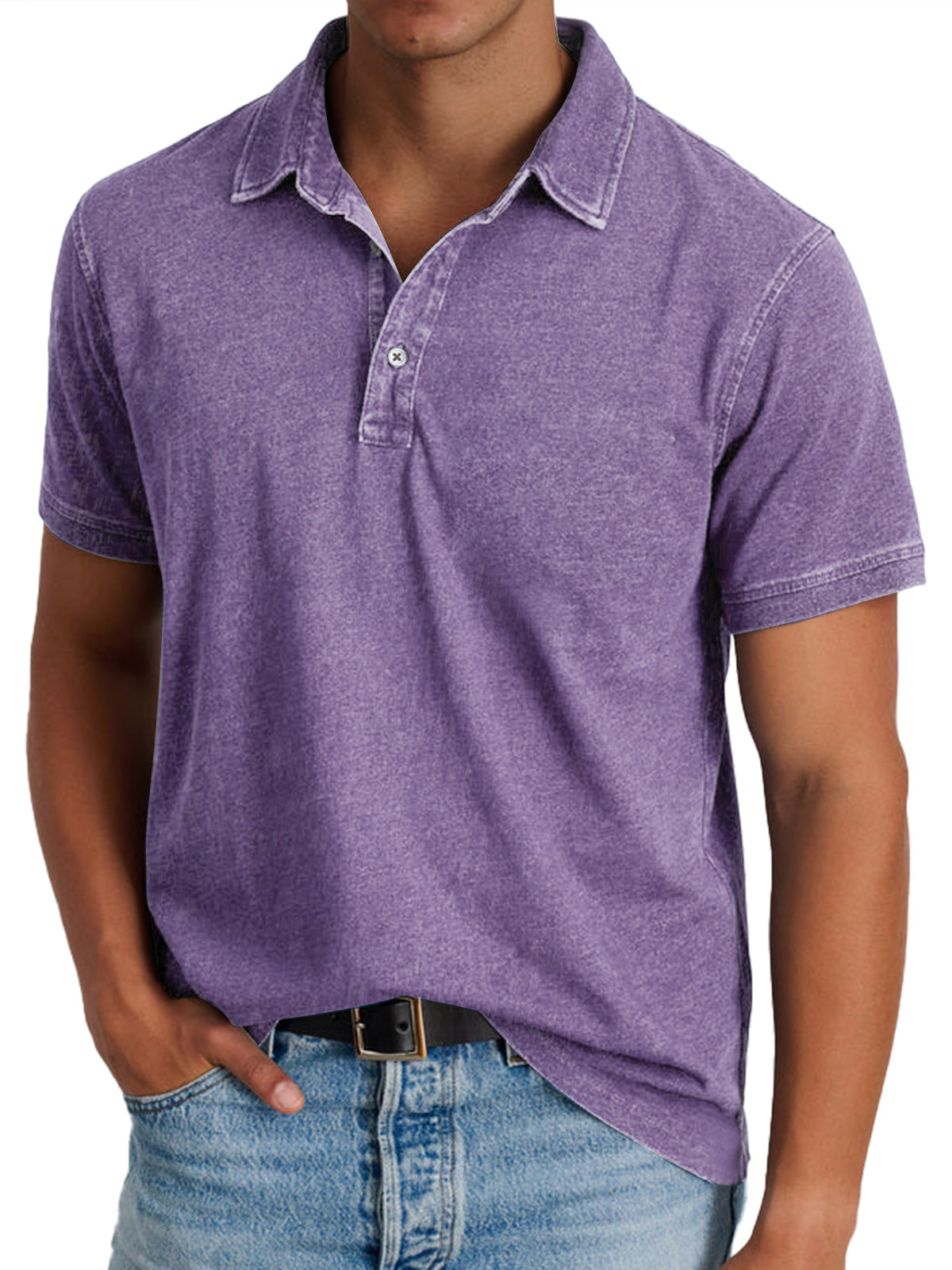 Stanley Men's Washed Polo Shirt in Purple