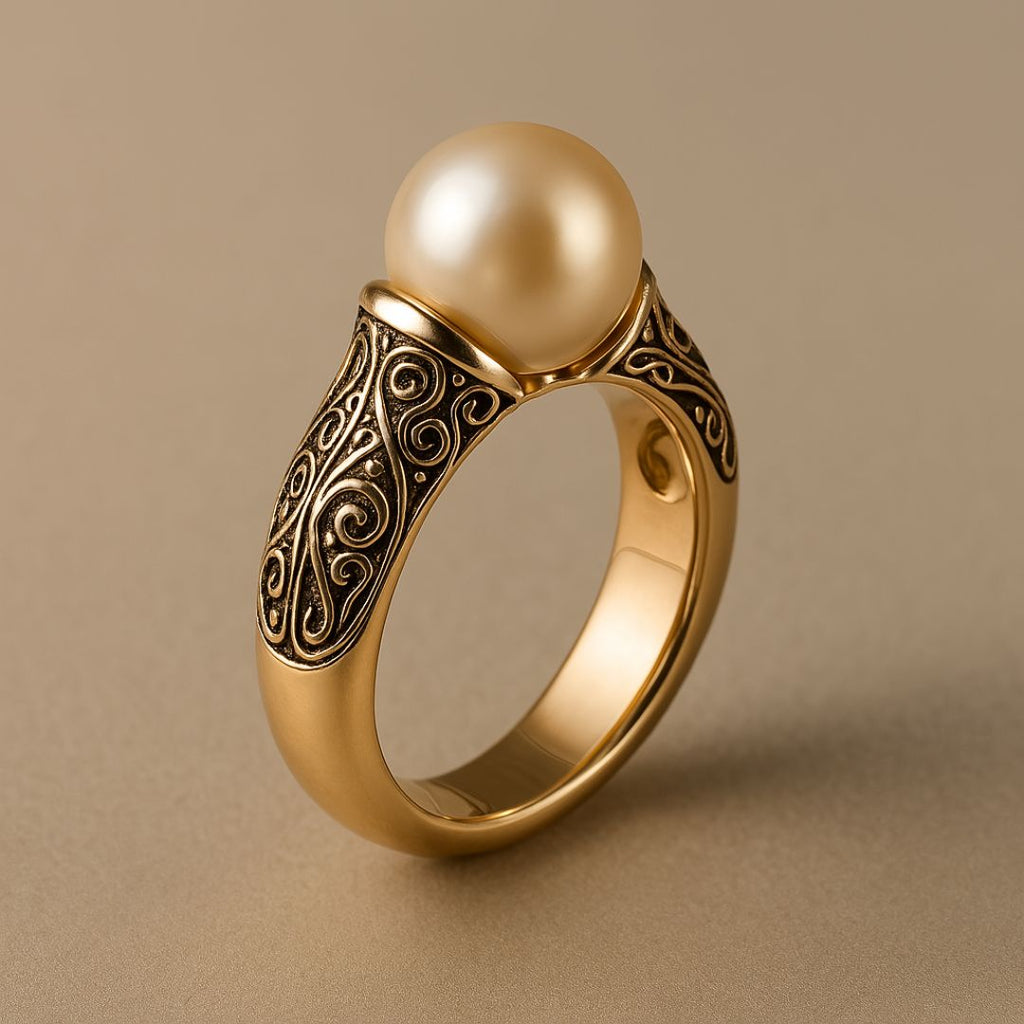Sia - Timeless Vintage Pearl Gold Ring