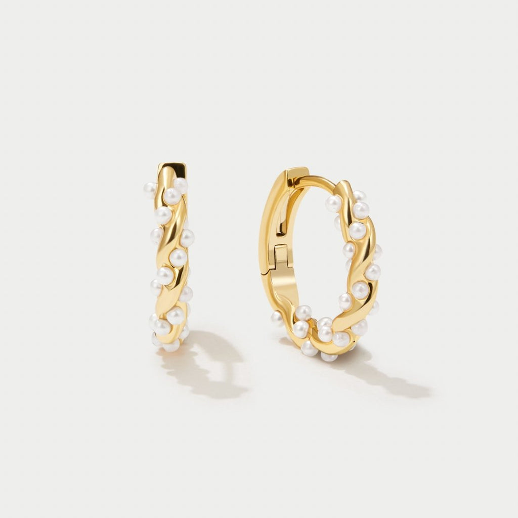Zeya - Twisted Pearl Hoop Earrings