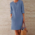 Luna - Long-Sleeved Linen Dress