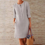Luna - Long-Sleeved Linen Dress
