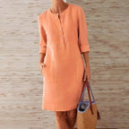 Luna - Long-Sleeved Linen Dress