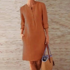 Luna - Long-Sleeved Linen Dress
