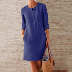 Luna - Long-Sleeved Linen Dress