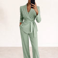 Veronica - Tie-Waist Elegant Suit With Wide-Leg Pants