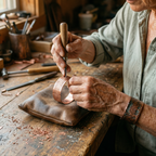 Agatha copper cuff worn on the wrist