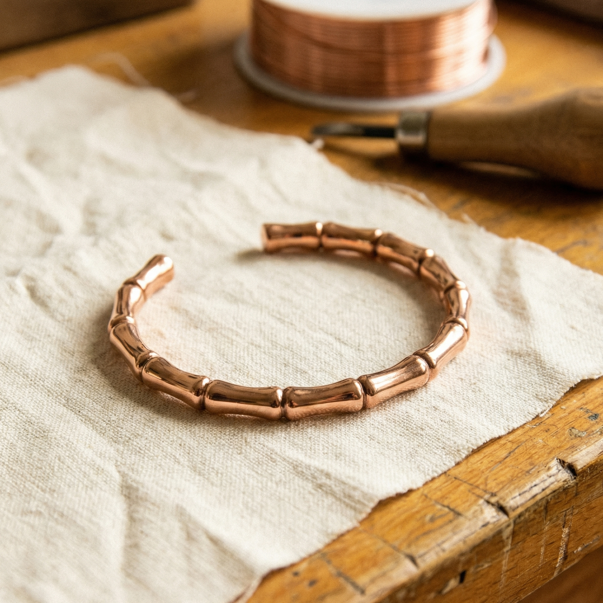 Agnes segmented bamboo copper bracelet