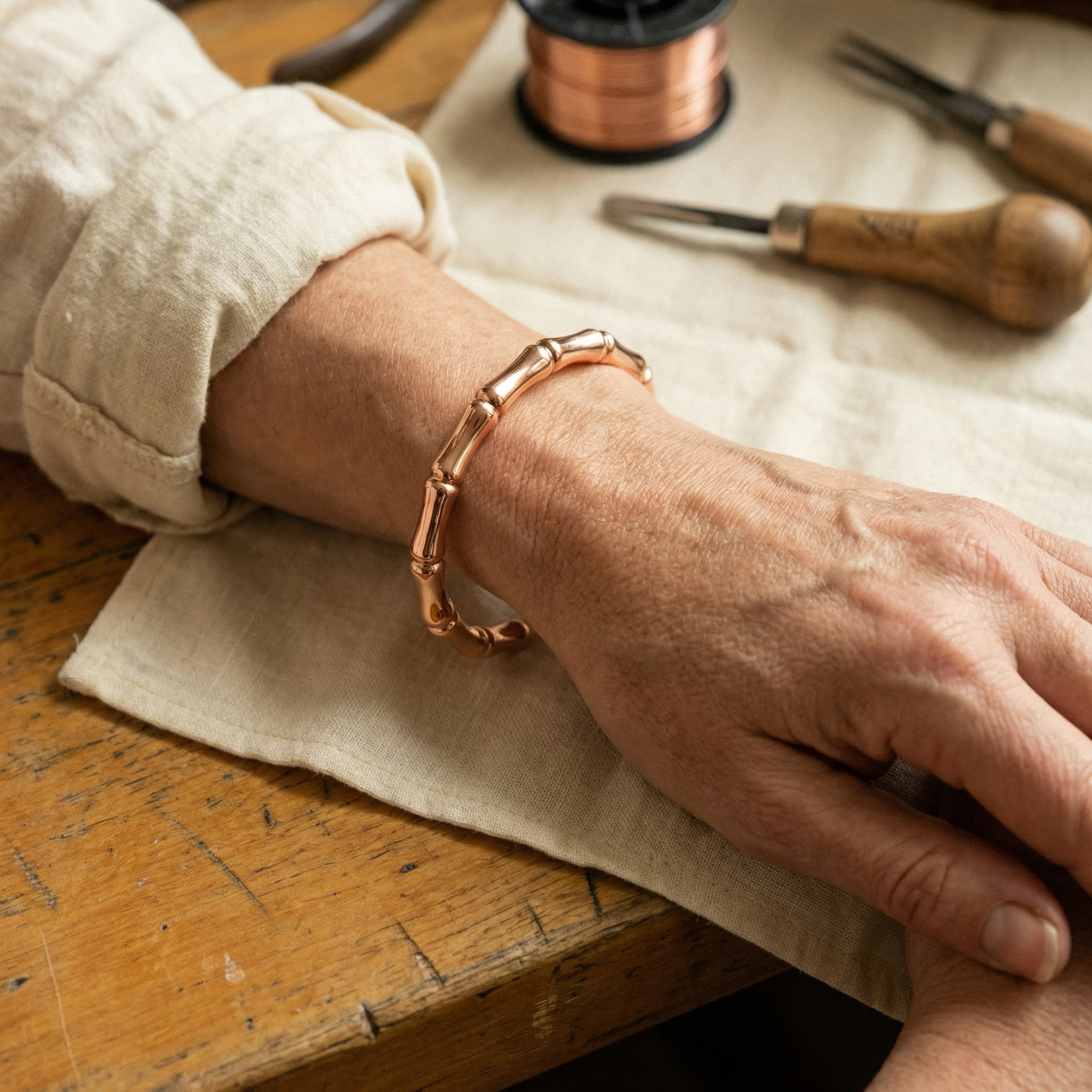 Agnes copper bracelet segment detail