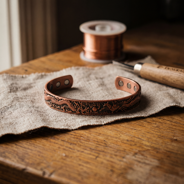 Alditha embossed dragon copper cuff