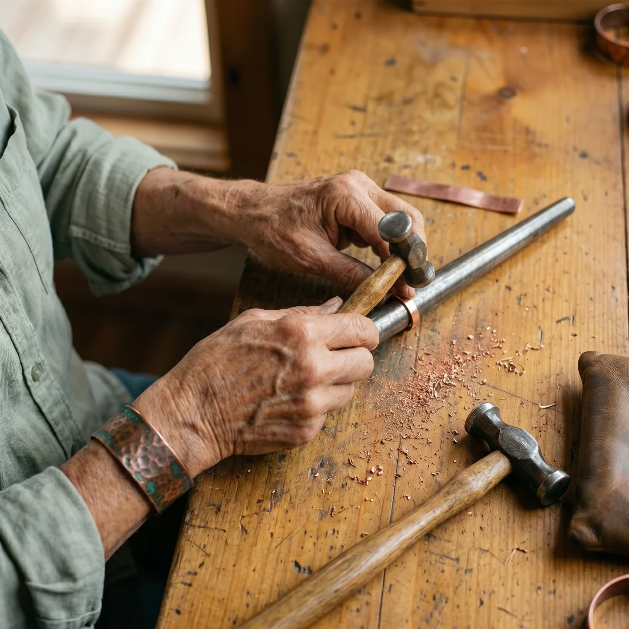 Edmund copper ring worn on the hand