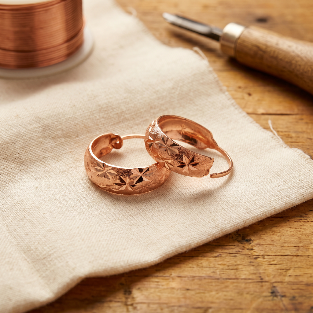 Evelyn engraved star copper earrings