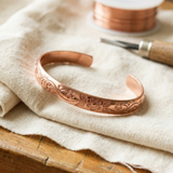 Felicity - Engraved Flower Copper Bracelet