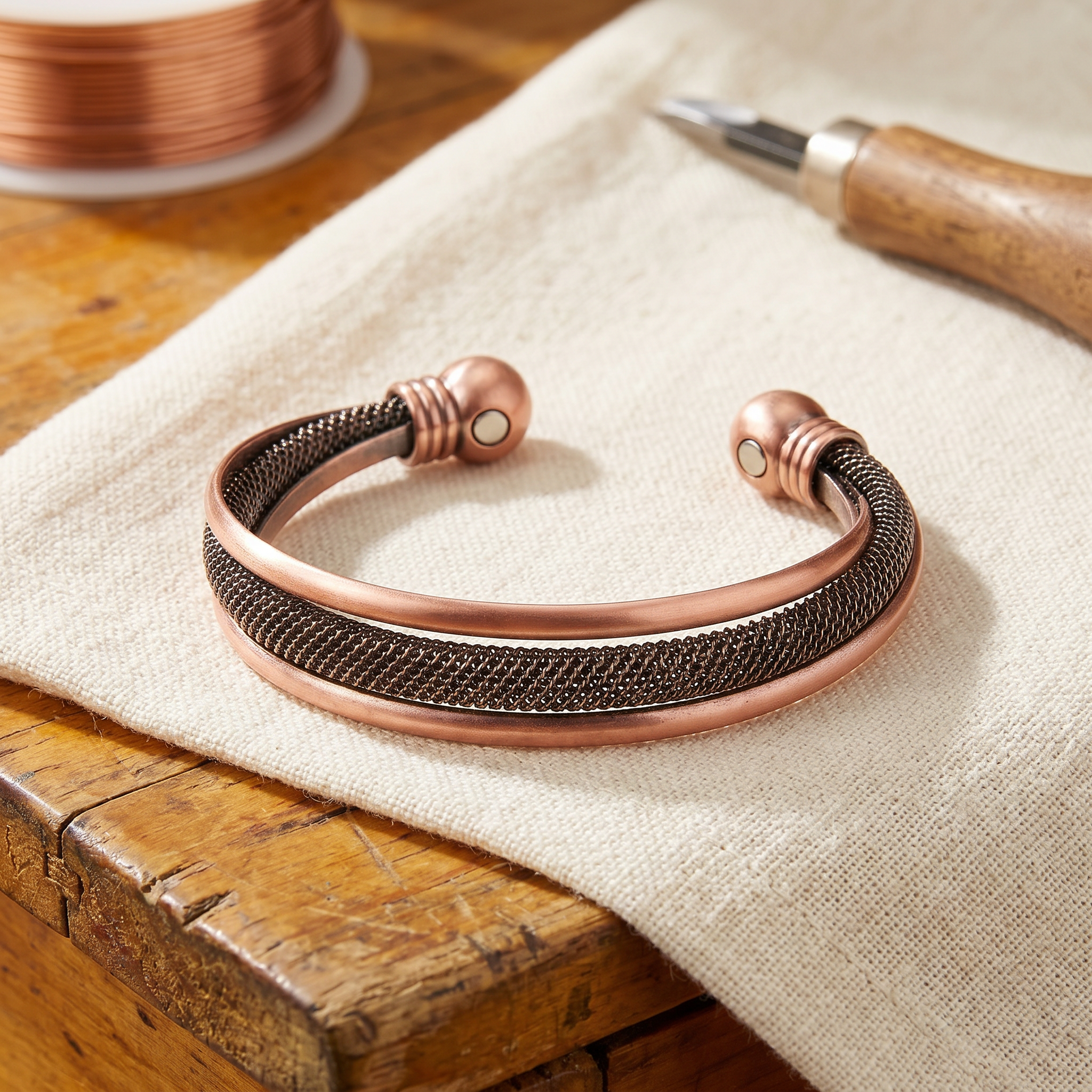 Florentia coiled rail copper bracelet