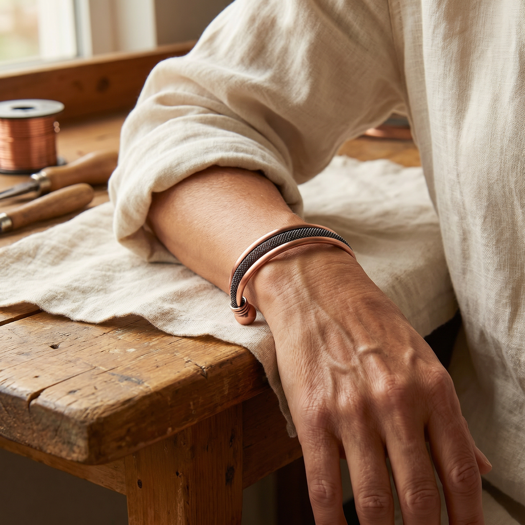Florentia copper bracelet coil detail