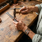 Frances copper ring worn on the hand