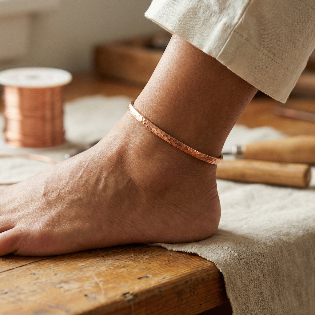 Harriet hammered copper anklet
