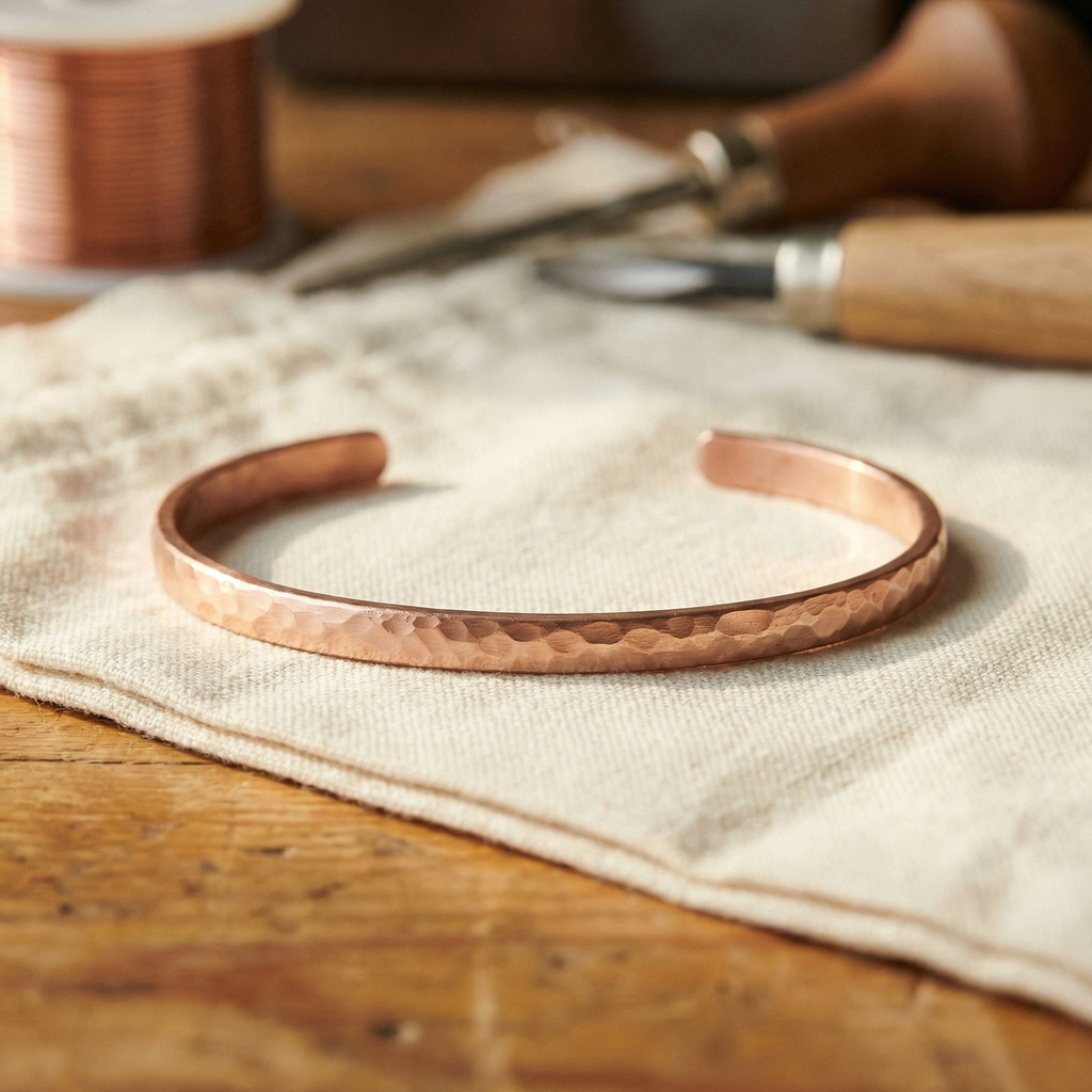 Harriet copper anklet hammered detail