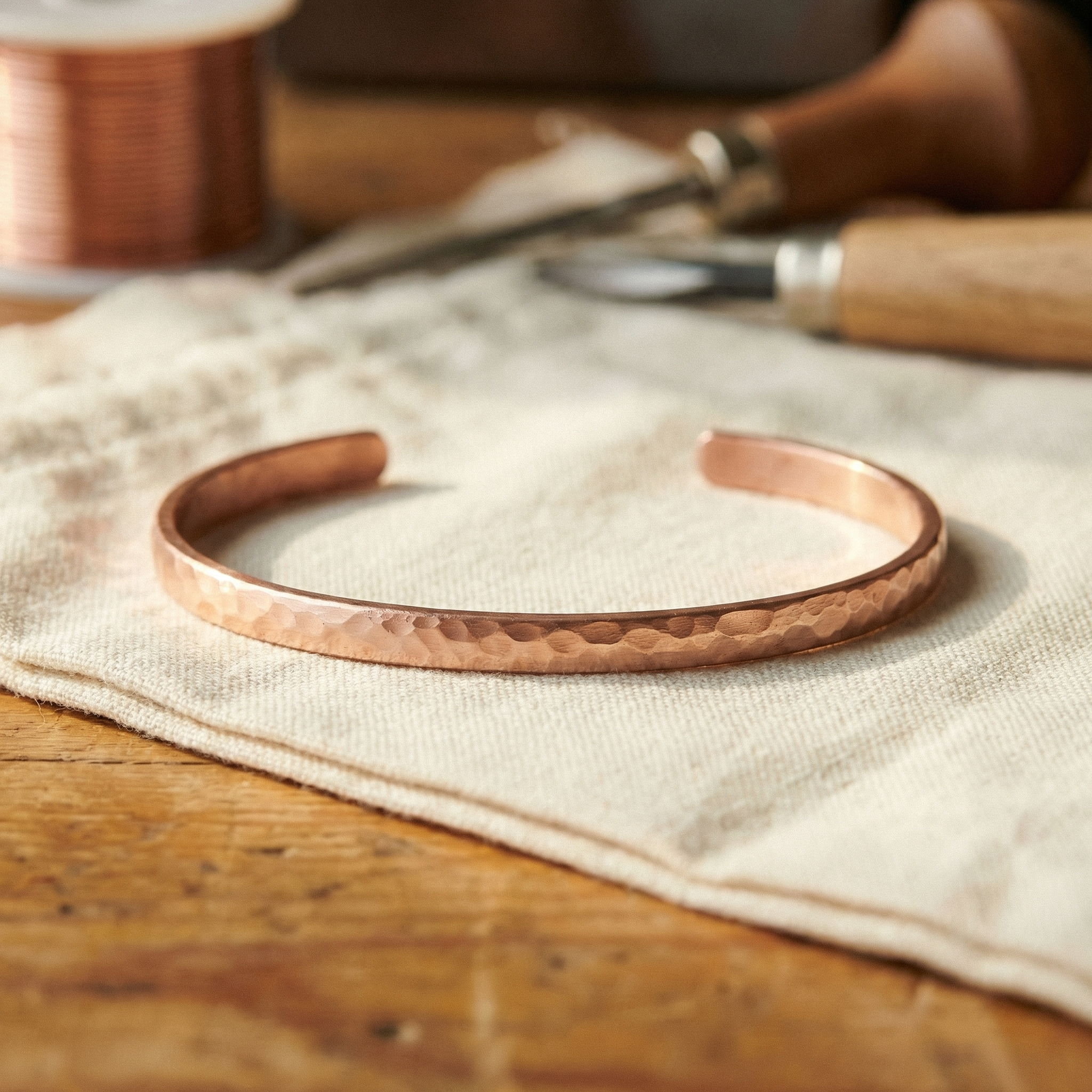 Harriet copper anklet hammered detail