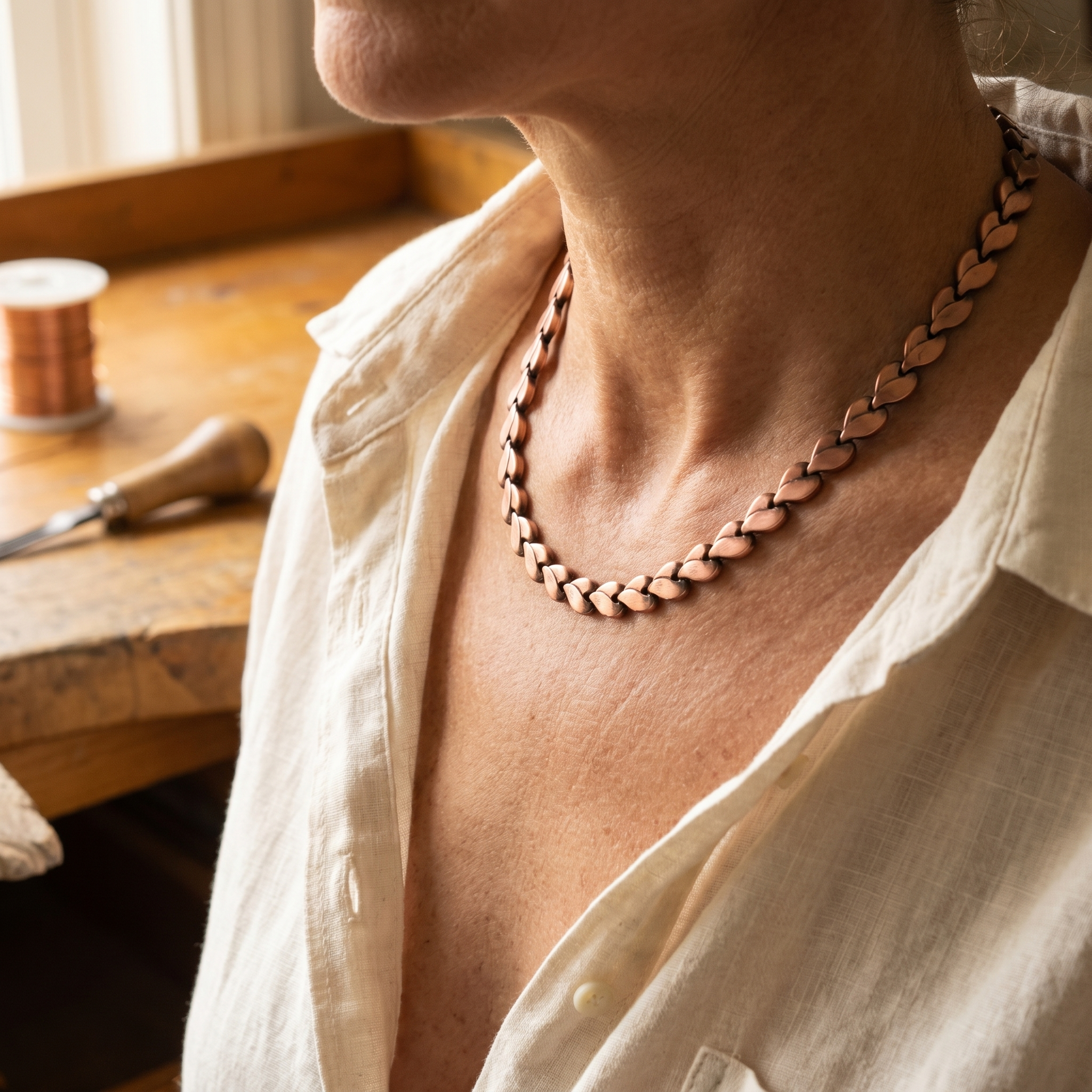 Henrietta heart link copper necklace