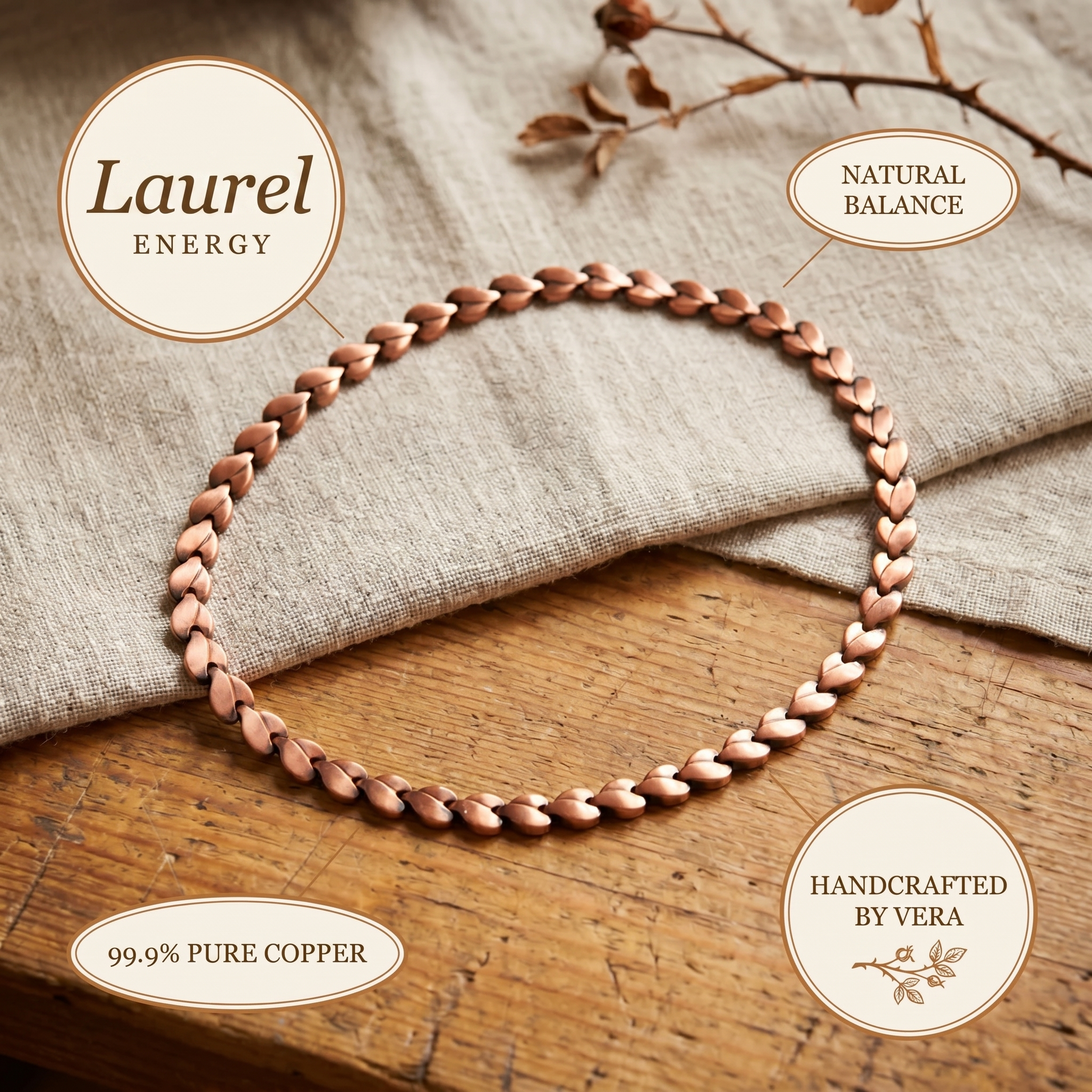 Henrietta copper necklace close up