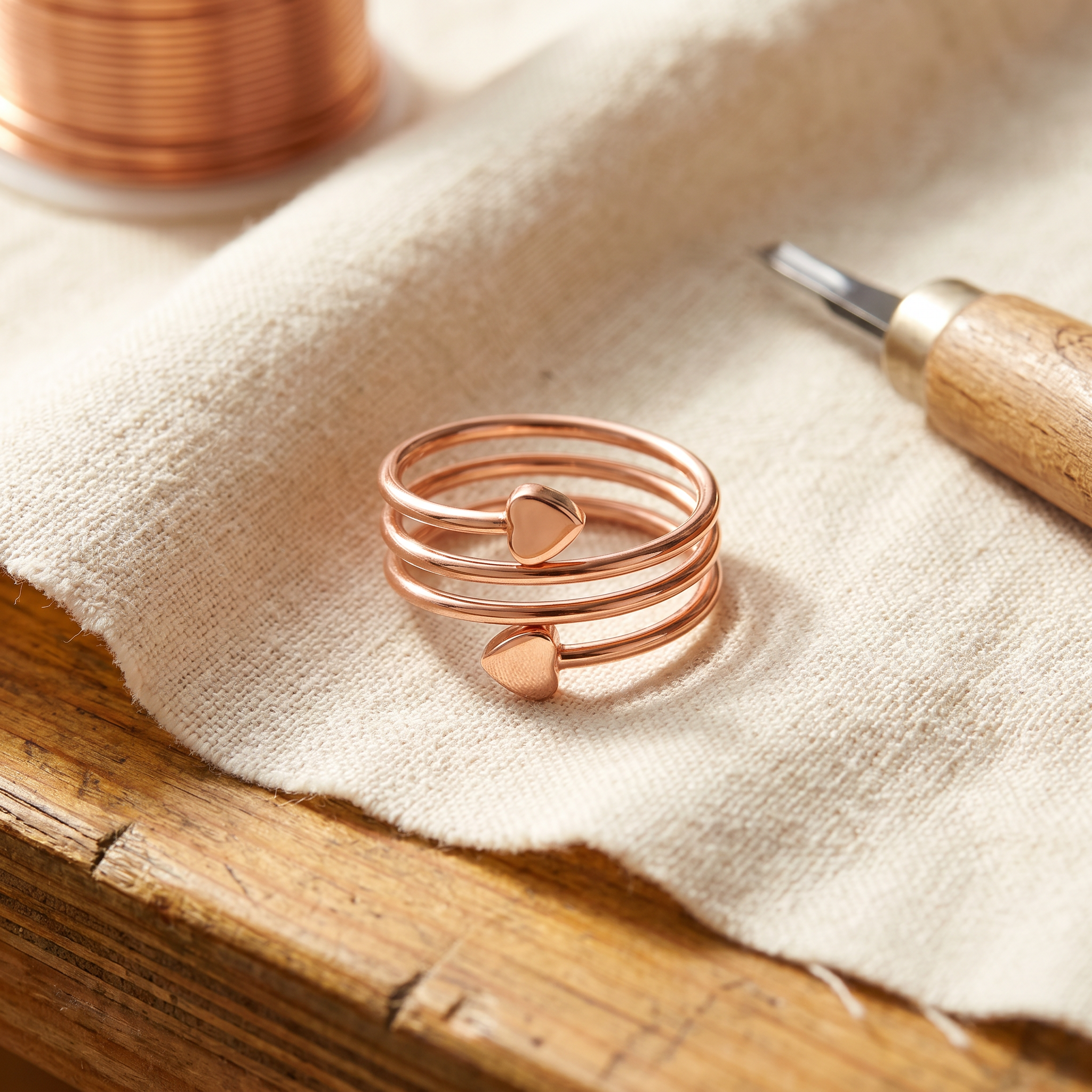 Imogen coiled heart copper ring