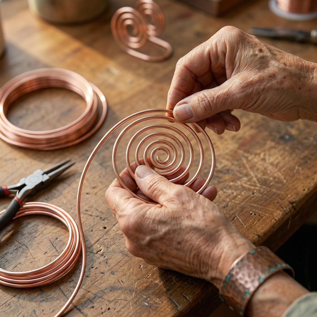Juliet copper hand cuff close up