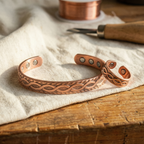 Lettice knot pattern copper bracelet and ring set