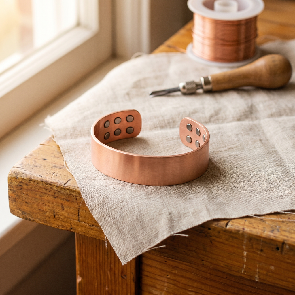 Louisa wide dotted copper cuff