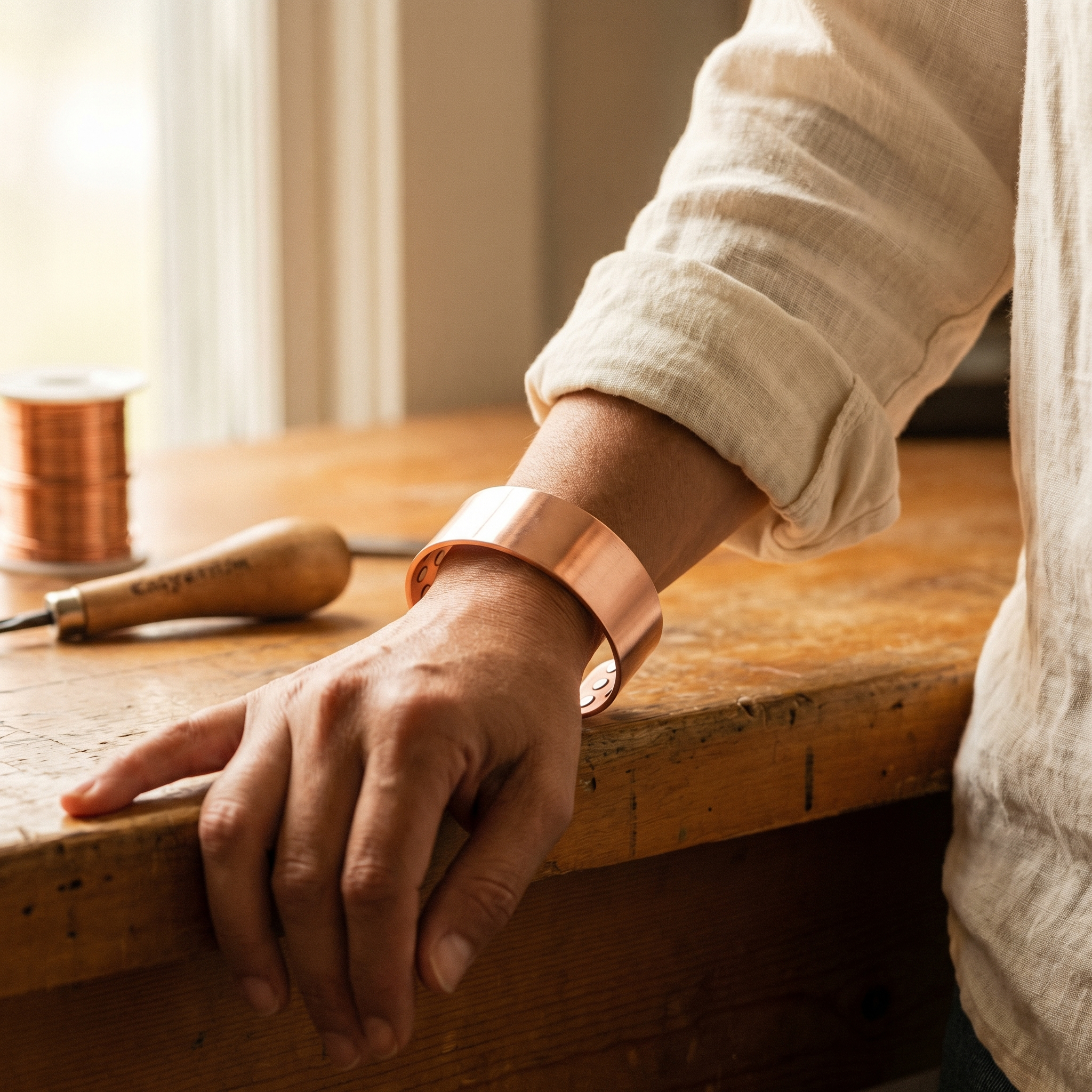 Louisa copper cuff dot detail