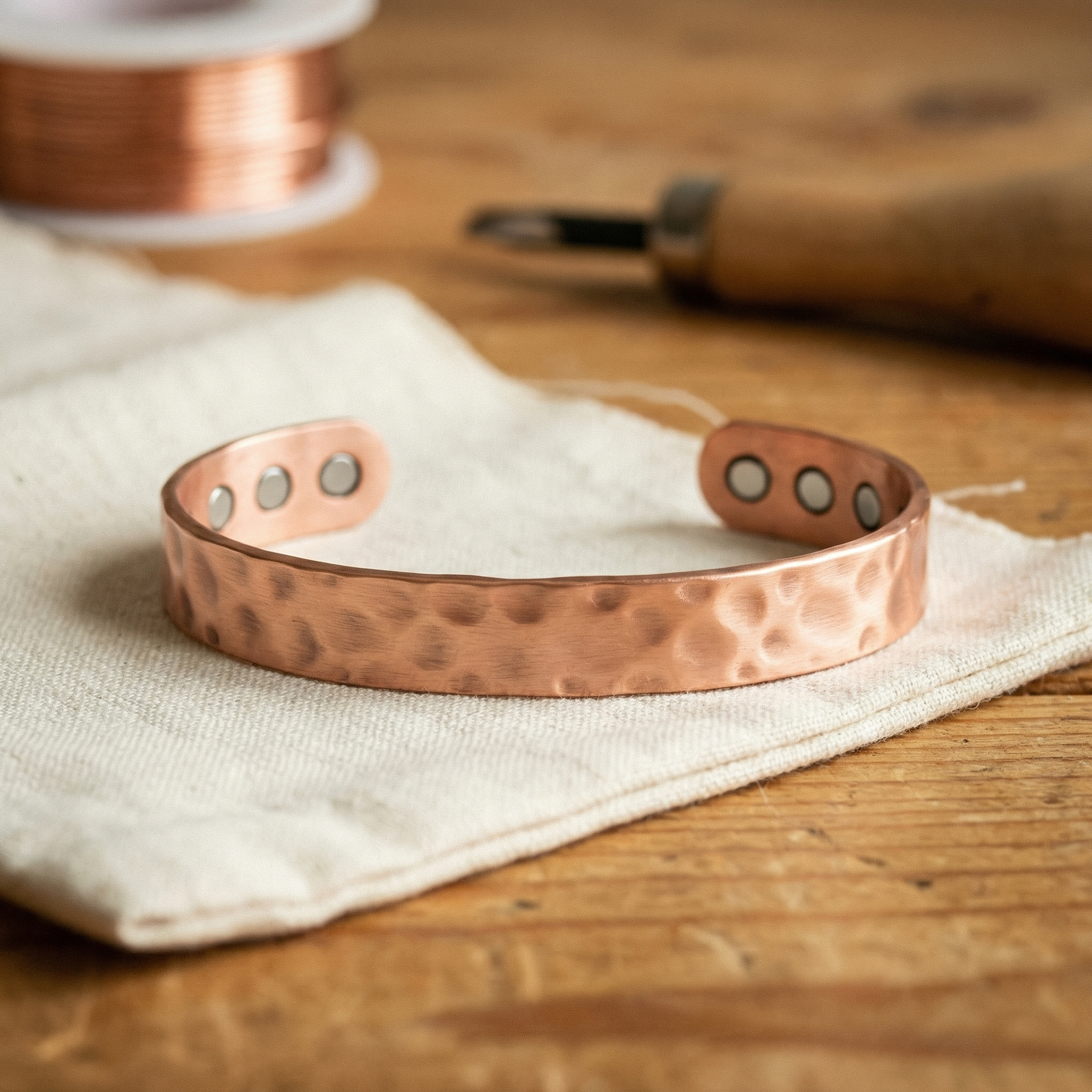 Lydia hammered copper band bracelet